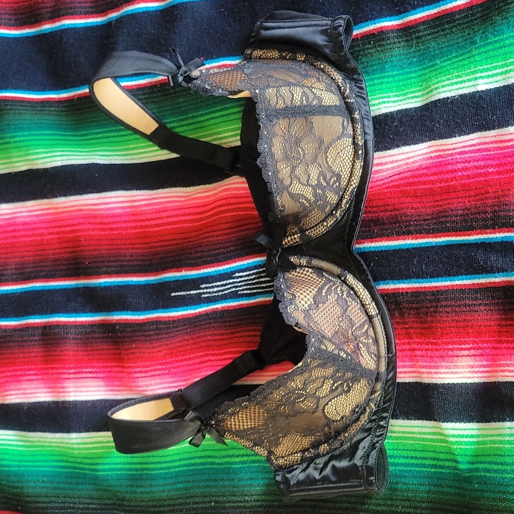 Black & Nude Cacique Quarter Cup Bra Seriously Sexy